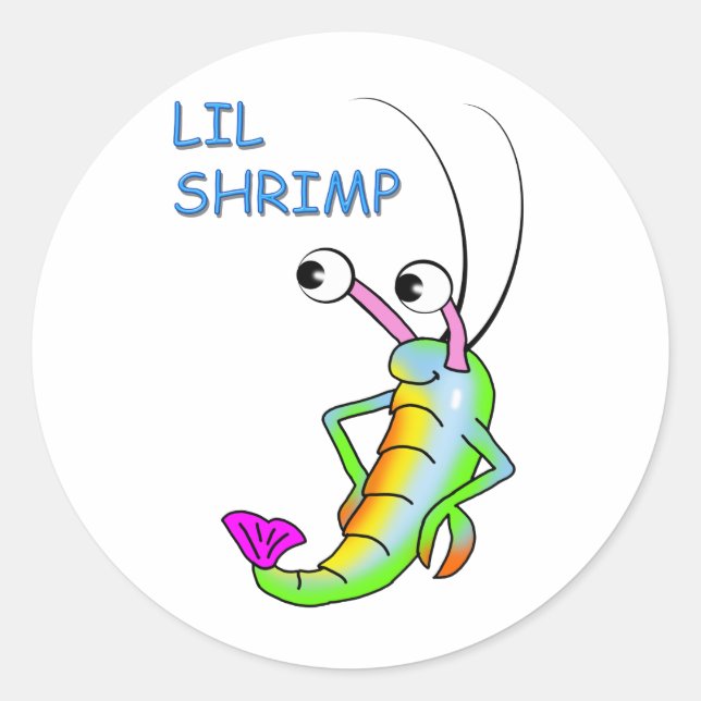 Pegatina Redonda lil shrimp (Anverso)