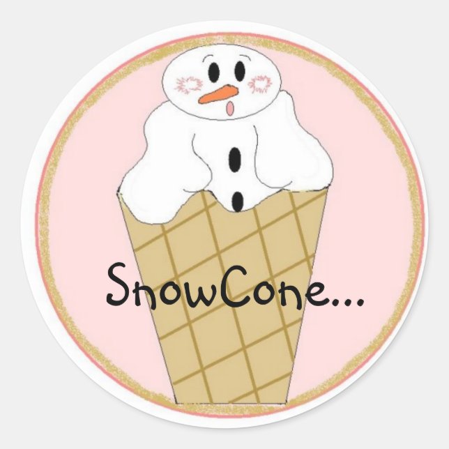 Pegatina Redonda Lil' Snowcone (Anverso)