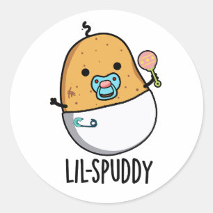 Pegatina Redonda Lil-spuddy Funny Potato Pun