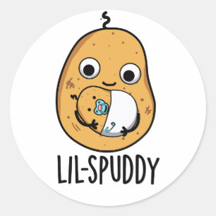 Pegatina Redonda Lil Spuddy Funny Potato Pun