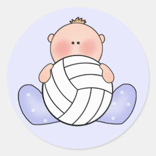 Pegatina Redonda Lil Volleyball Baby Boy