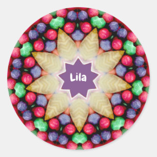 Pegatina Redonda LILA ~ Patrón personalizado de vándalos de Semana