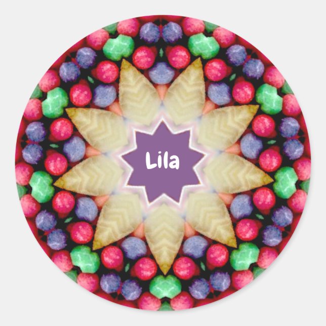 Pegatina Redonda LILA ~ Patrón personalizado de vándalos de Semana  (Anverso)