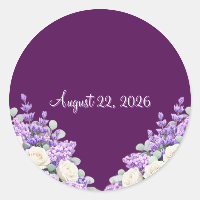 Pegatina Redonda Lilac and Lavender Celebration Stickers (Anverso)