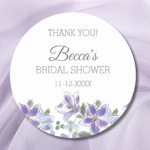 Pegatina Redonda Lilac Femenina Floral Bridal Shower