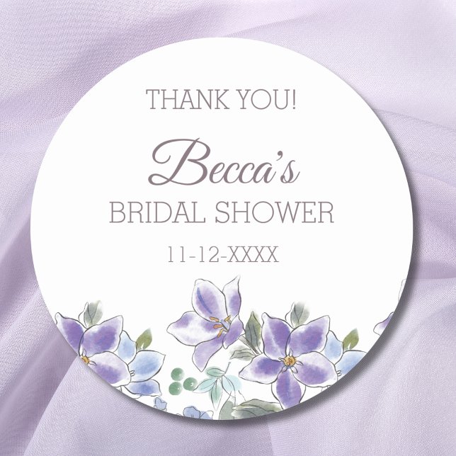 Pegatina Redonda Lilac Femenina Floral Bridal Shower (Subido por el creador)
