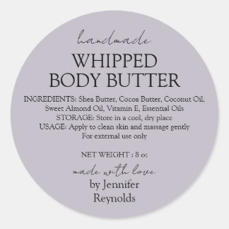 Pegatina Redonda Lilac Handmade Body Butter Organic