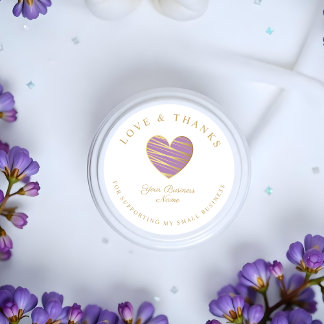 Pegatina Redonda Lilac Heart Love & Gracias Support Business