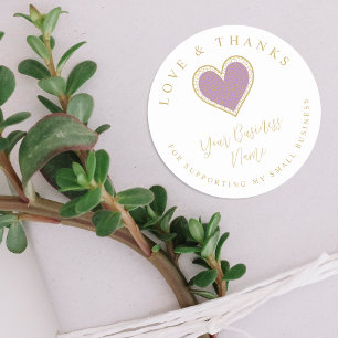 Pegatina Redonda Lilac Lace Effect Heart Love & Thanks Supporting