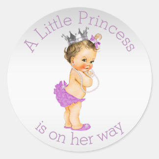 Pegatina Redonda Lilac Little Princess Baby Shower