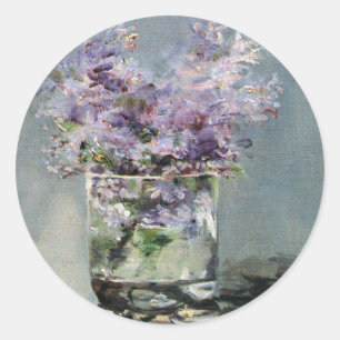 Pegatina Redonda Lilacs en un vaso de Edouard Manet