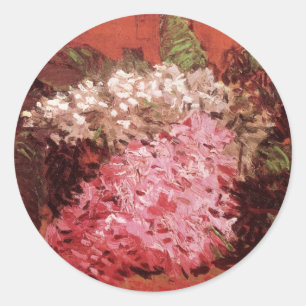 Pegatina Redonda Lilas rosadas de Vincent van Gogh, Naturaleza muer