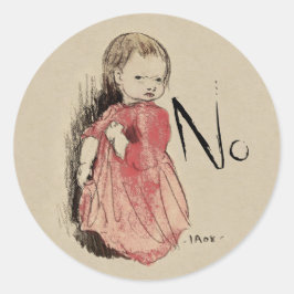 Pegatina Redonda Lillan dice No Ivar Arosenius CC0992