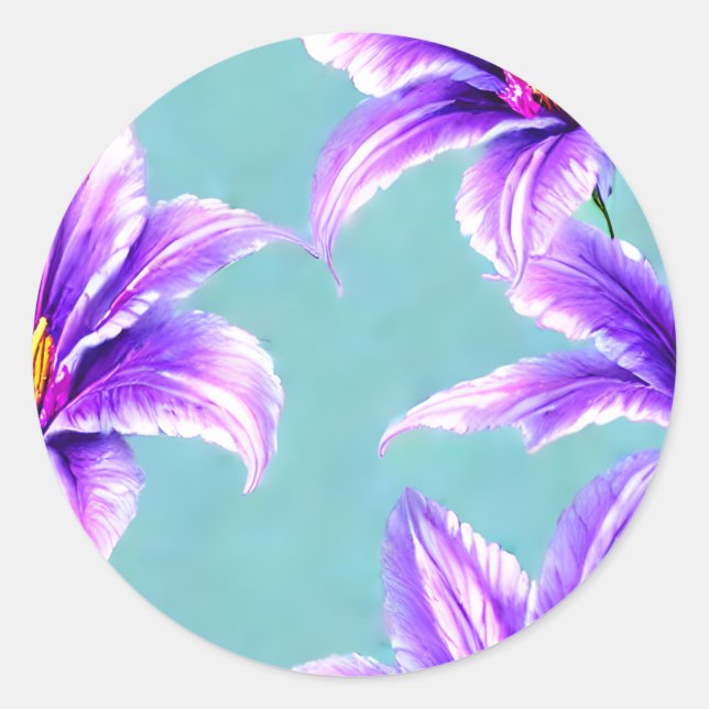 Pegatina Redonda Lilly púrpura del patrón del valle (Anverso)