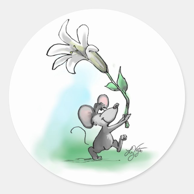 Pegatina Redonda Lily de Pascua (Anverso)