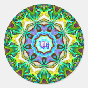 Pegatina Redonda LILY ~ Fractal Paua Personalizada