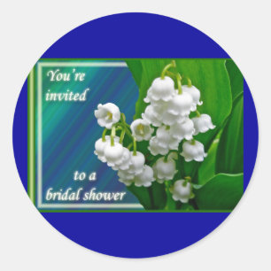 Pegatina Redonda Lily of the Valley Bridal Shower Invitation Sticke