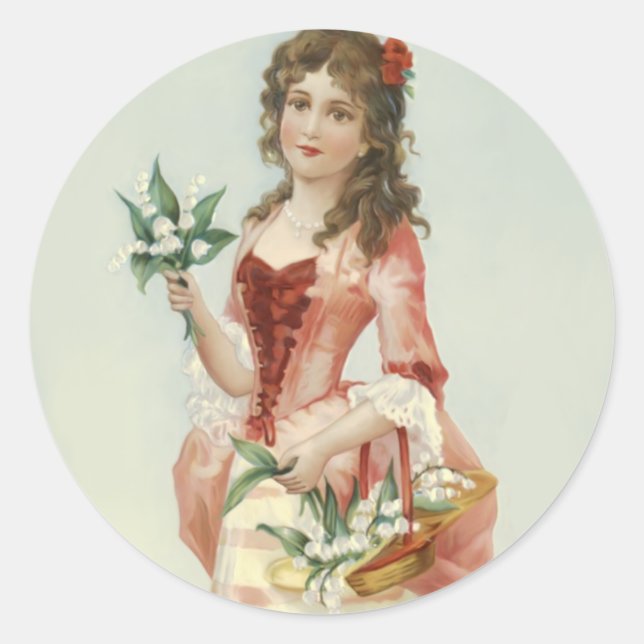 Pegatina Redonda Lily of the Vally Maiden (Anverso)