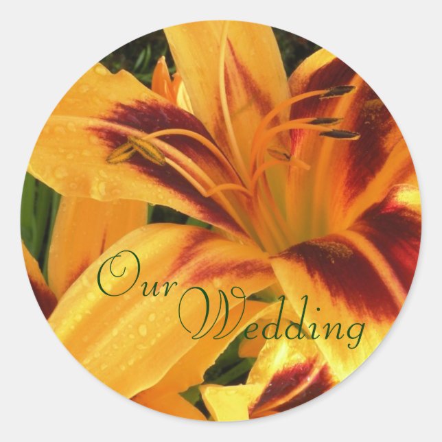 Pegatina Redonda Lily Wedding Stickers (Anverso)