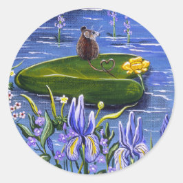 Pegatina Redonda Lilypad del ratón pegatina"