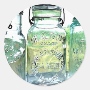 Pegatina Redonda Lima Ohio Fruit Jar Antigüedades Vintage Mason Jar