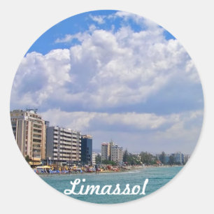 Pegatina Redonda Limassol – ciudad famosa en el sur de Chipre