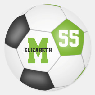Pegatina Redonda lime bola de fútbol blanco personalizada