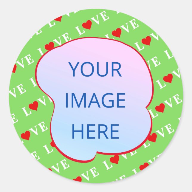 Pegatina Redonda Lime Green LOVE (Anverso)