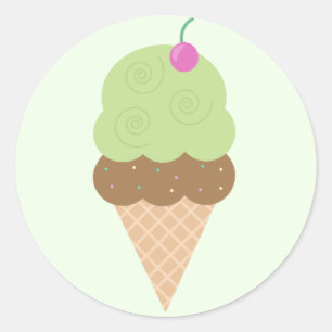Pegatina Redonda Lime Ice Cream Cone
