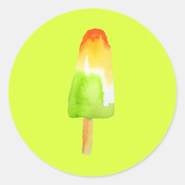 Pegatina Redonda Lime naranja popsicle Arte pop de verano de bloque