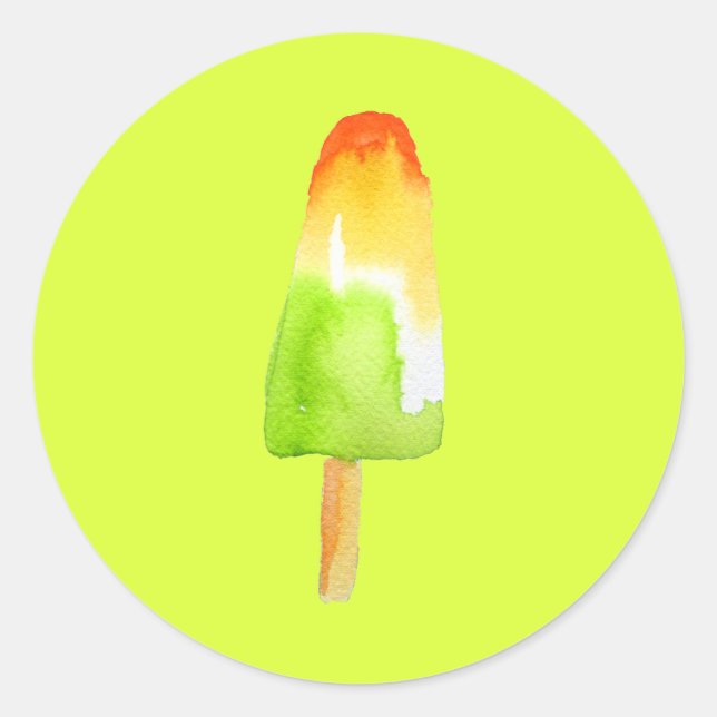 Pegatina Redonda Lime naranja popsicle Arte pop de verano de bloque (Anverso)