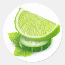 Pegatina Redonda Lime, pepino y menta