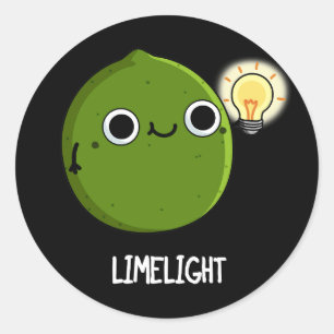Pegatina Redonda Lime Pun Dark BG Fruit Funny Lime