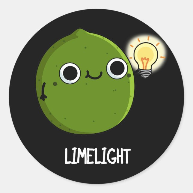Pegatina Redonda Lime Pun Dark BG Fruit Funny Lime (Anverso)