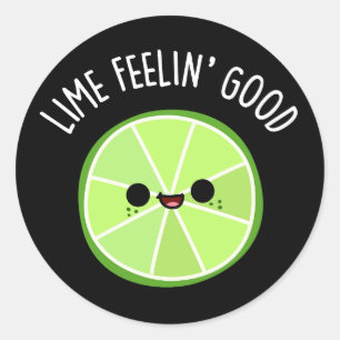 Pegatina Redonda Lime Sensación De Buena Gracia Citrus Lime Pun Dar