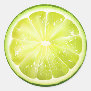 Pegatina Redonda Lime Slice fresca S01