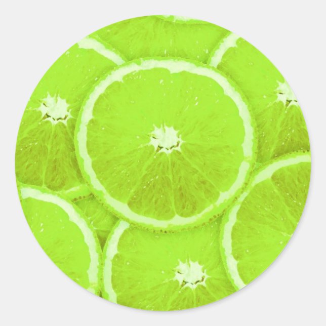 Pegatina Redonda Lime Slices (Anverso)