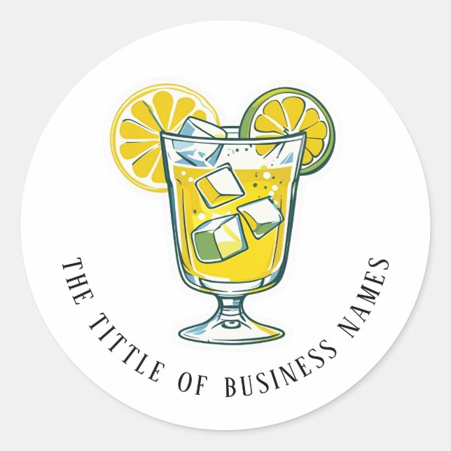 Pegatina Redonda Limencello | Black & White Modern Text  (Anverso)