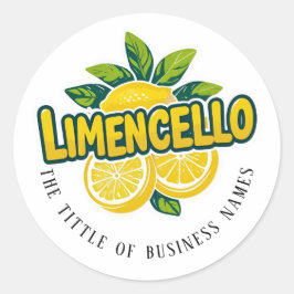 Pegatina Redonda Limencello | Texto moderno en blanco y negro