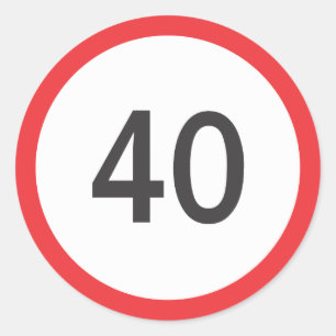 Pegatina Redonda Límite de velocidad cuarenta