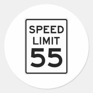 Pegatina Redonda Límite de velocidad Rótulo de 55 MPH