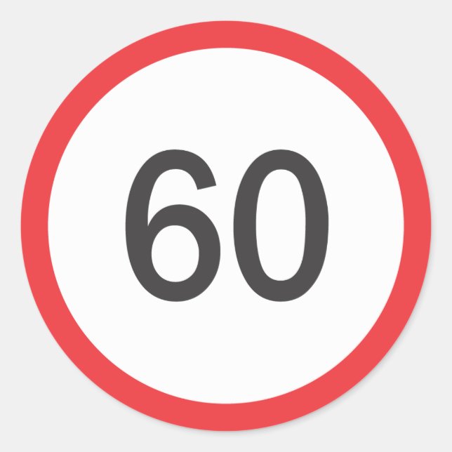 Pegatina Redonda Límite de velocidad sesenta (Anverso)