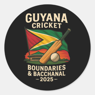 Pegatina Redonda Límites de cricket de Guyana 2025 y Caribe Cchanal