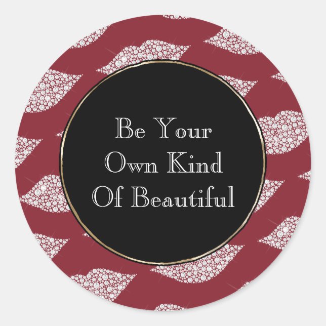 Pegatina Redonda Límites rojos de diamante blanco (Anverso)