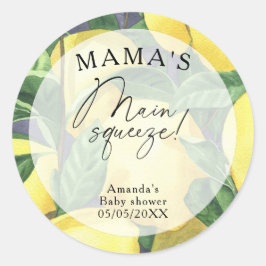 Pegatina Redonda Limón cítrico - Baby shower de la mamá de la presi