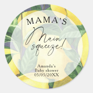 Pegatina Redonda Limón cítrico - Baby shower de la mamá de la presi