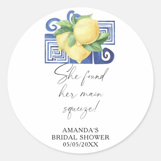 Pegatina Redonda Limón Cítrico - Encontró su amor verdadero (Anverso)