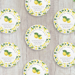 Pegatina Redonda Limón Citrus Bridal Shower Principal Squeeze