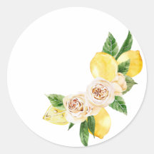 Limón y flores en acuarela
