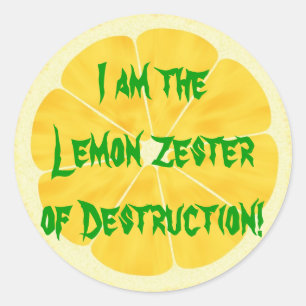 Pegatina Redonda ¡Limón Zester de la destrucción!